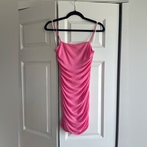 Hello Molly Hot Pink Ruched Mini Dress